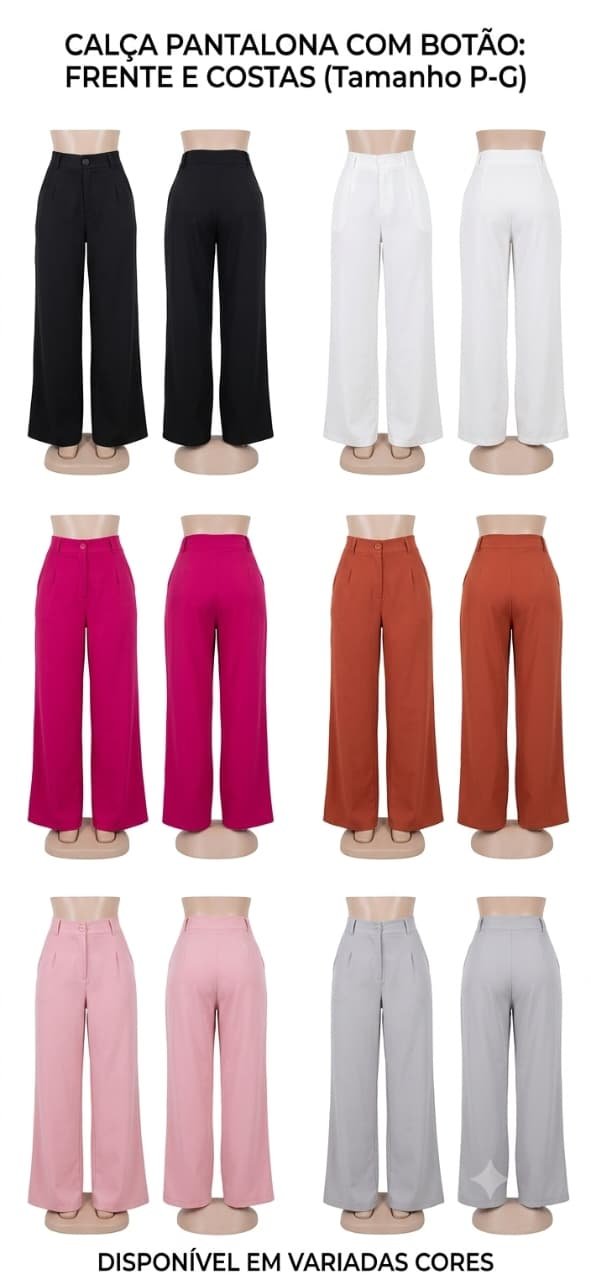 Calça Pantalona com Botão