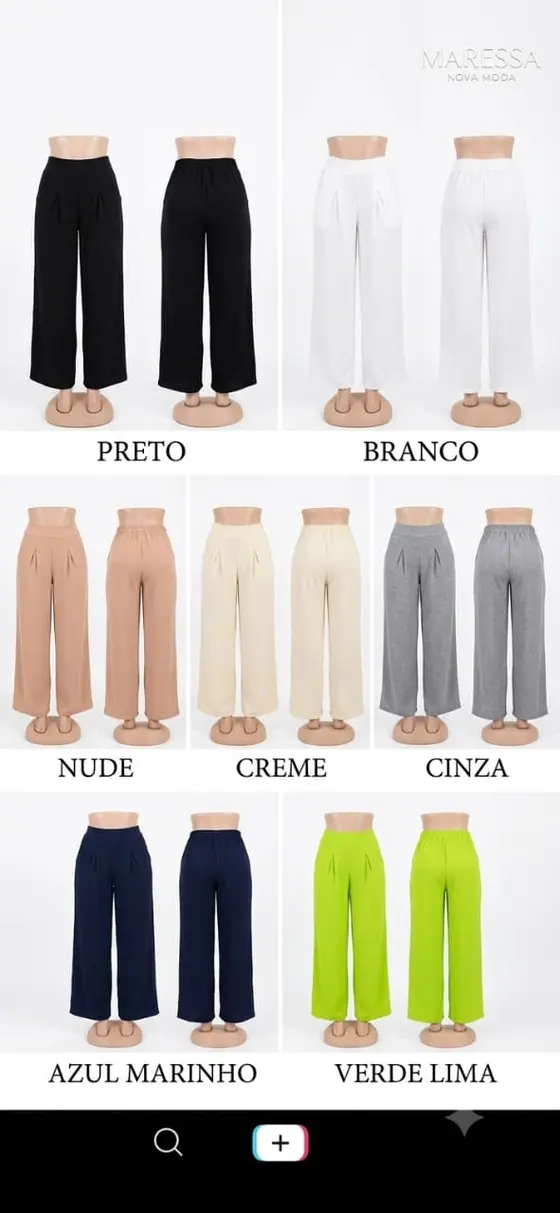 Calça Pantalona Clássica Elástico e Bolso com Forro